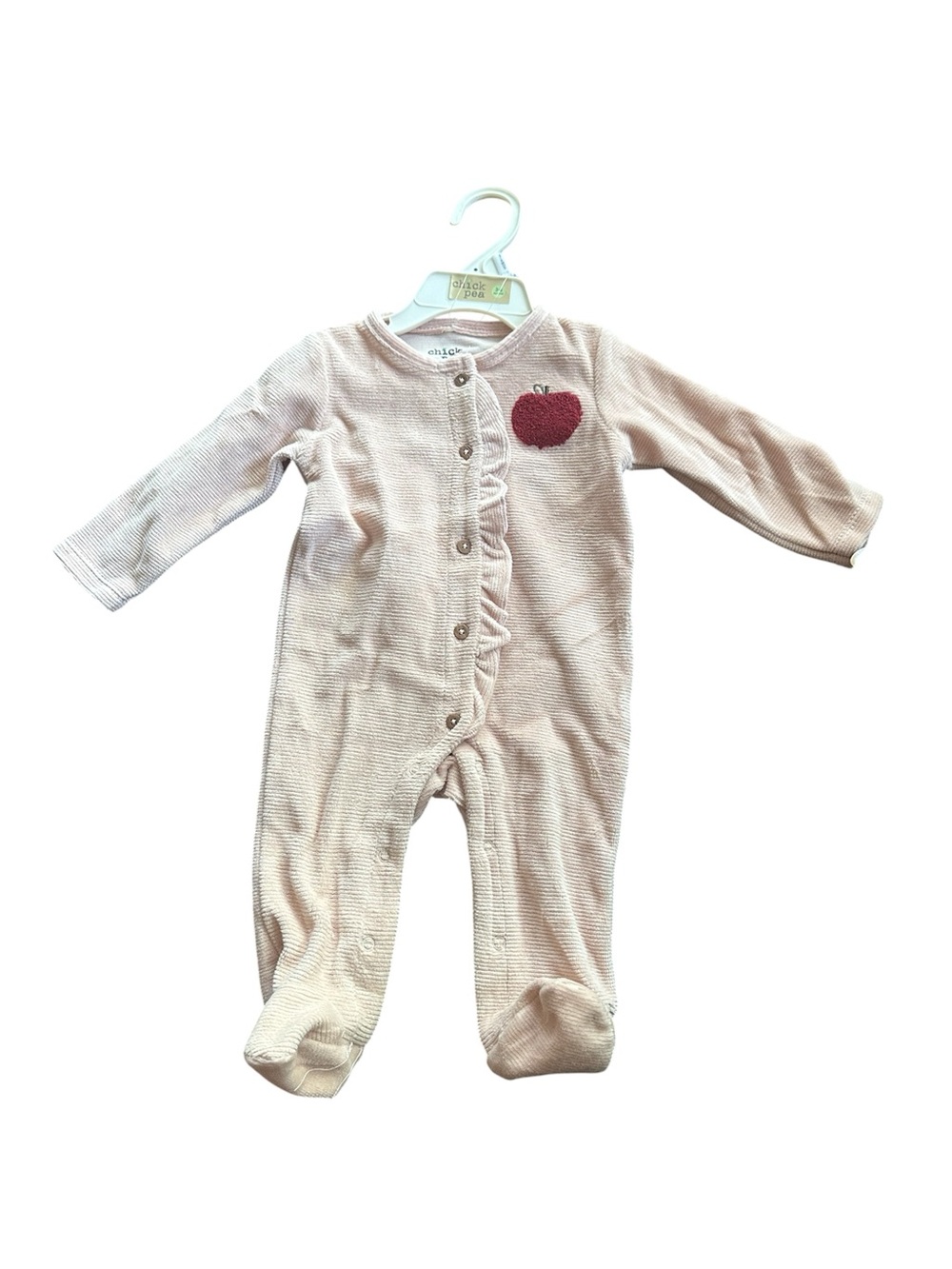 NWT  3-6 months Chickpea onesie soft pink w/apple